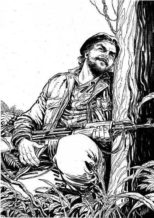 Un des dessins illustrant l’album Tatu inspiré des mémoires de Che Guevera sur son épopée au Congo