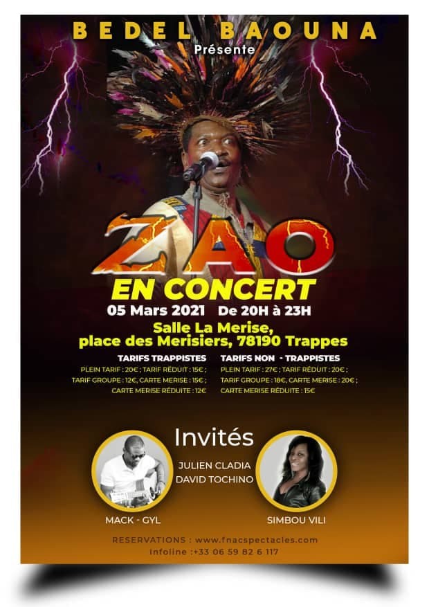 Affiche du concert de Zao en France en 2021