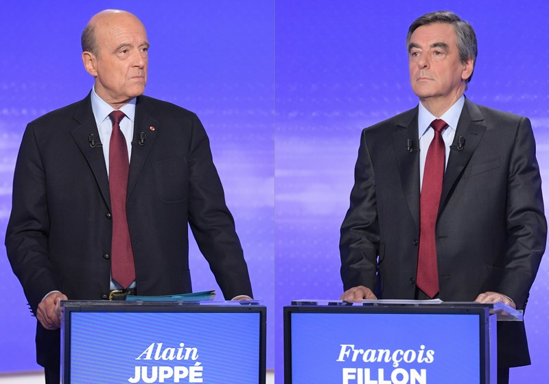 Alain Jupé et François Fillon lors d'un des trois débats organisés pour la Primaire de droite et du centre