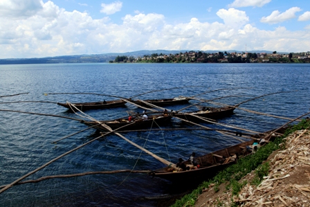 Une vue du Lac Kivu à partir de Bukavu, Sud-Kivu
