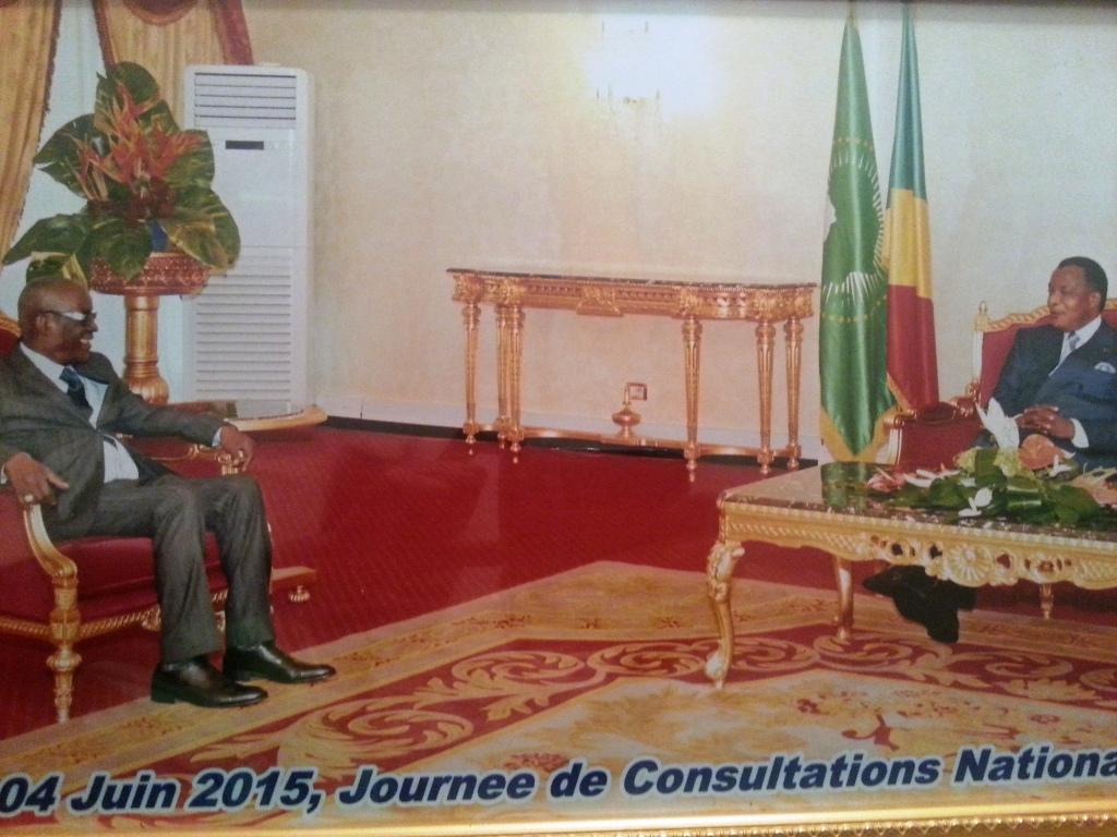 Côme Makassa lors de la réception à la présidence lors des assises initiées par le Chef de l'Etat en juin 2015
