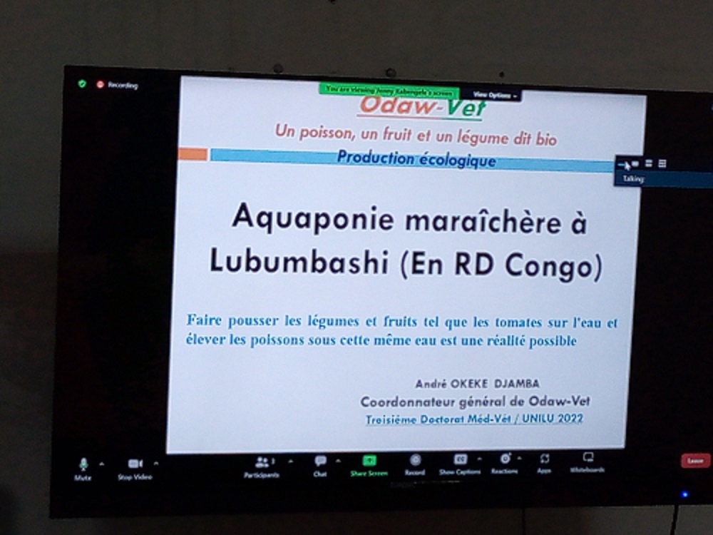 « Aquaponie maraîchère à Lubumbashi », projet du lauréat national André Okeke présenté à partir de Lubumbashi (Adiac)