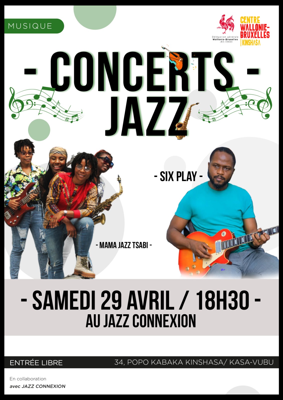 Six play et Mama Jazz Tsabi à l’affiche le 29 avril à Jazz Connexion (DR)