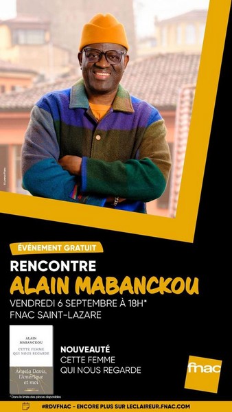 Affiche Alain Mabanckou à la Fnac Saint Lazare, vendredi 6 septembre 2024