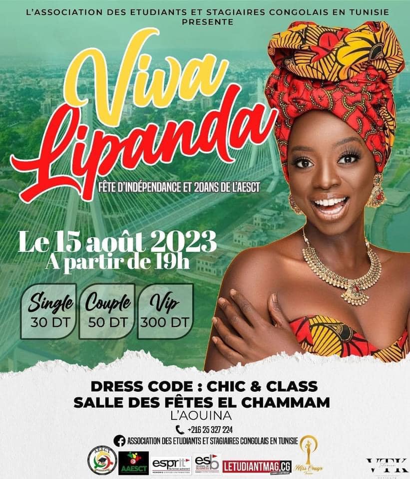 Affiche festivités 2023 de l'indépendance du Congo en Tunisie