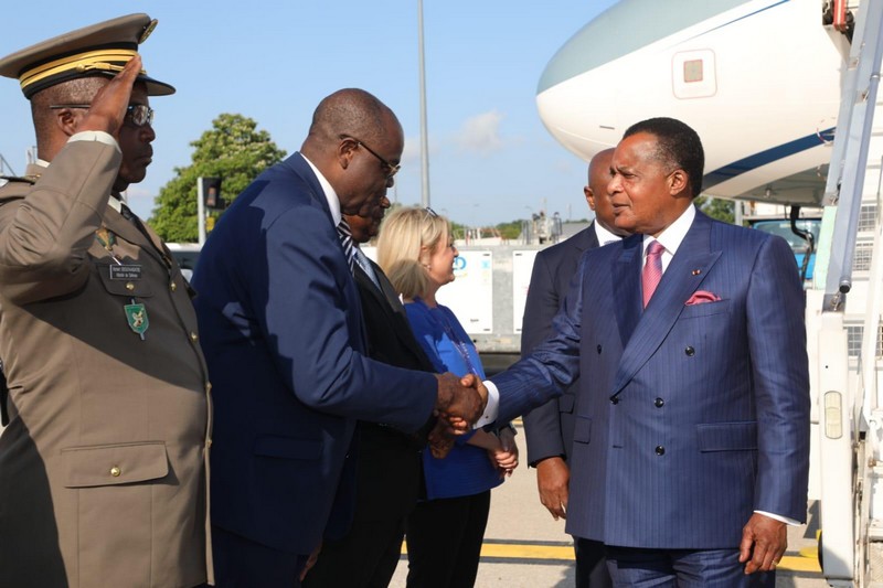 Le président Denis Sassou N'Guesso à l’arrivée à Paris Roissy-Charles de Gaulle, le mercredi 21 juin 2023 