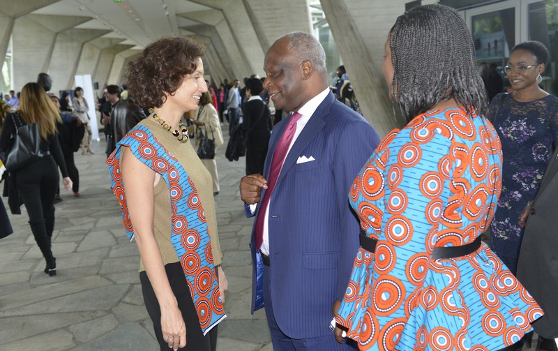 Unesco-Semaine africaine 2019- Henri Ossebi, ambassadeur du Congo auprès de l'Unesco et la directrice générale de l'Unesco