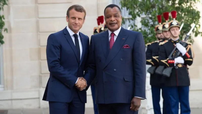 Le président Denis Sassou N'Guesso et son homologue français Emmanuel Macron