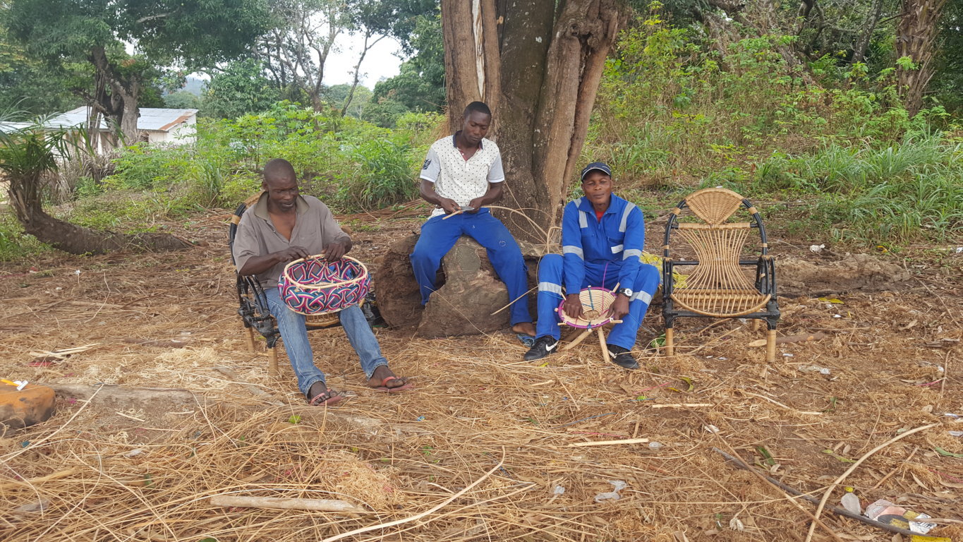 Les frères Alexis et Eric Ngoma sous l'ombre du manguier 