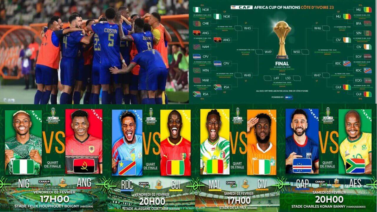CAN 2024 : Le tableau complet des quarts de finale, le Nigeria et la  Côte-d'Ivoire face aux outsiders…